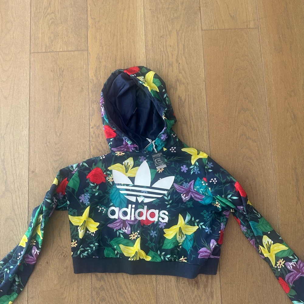Adidas Cropped floral sweatshirt.  Good condition